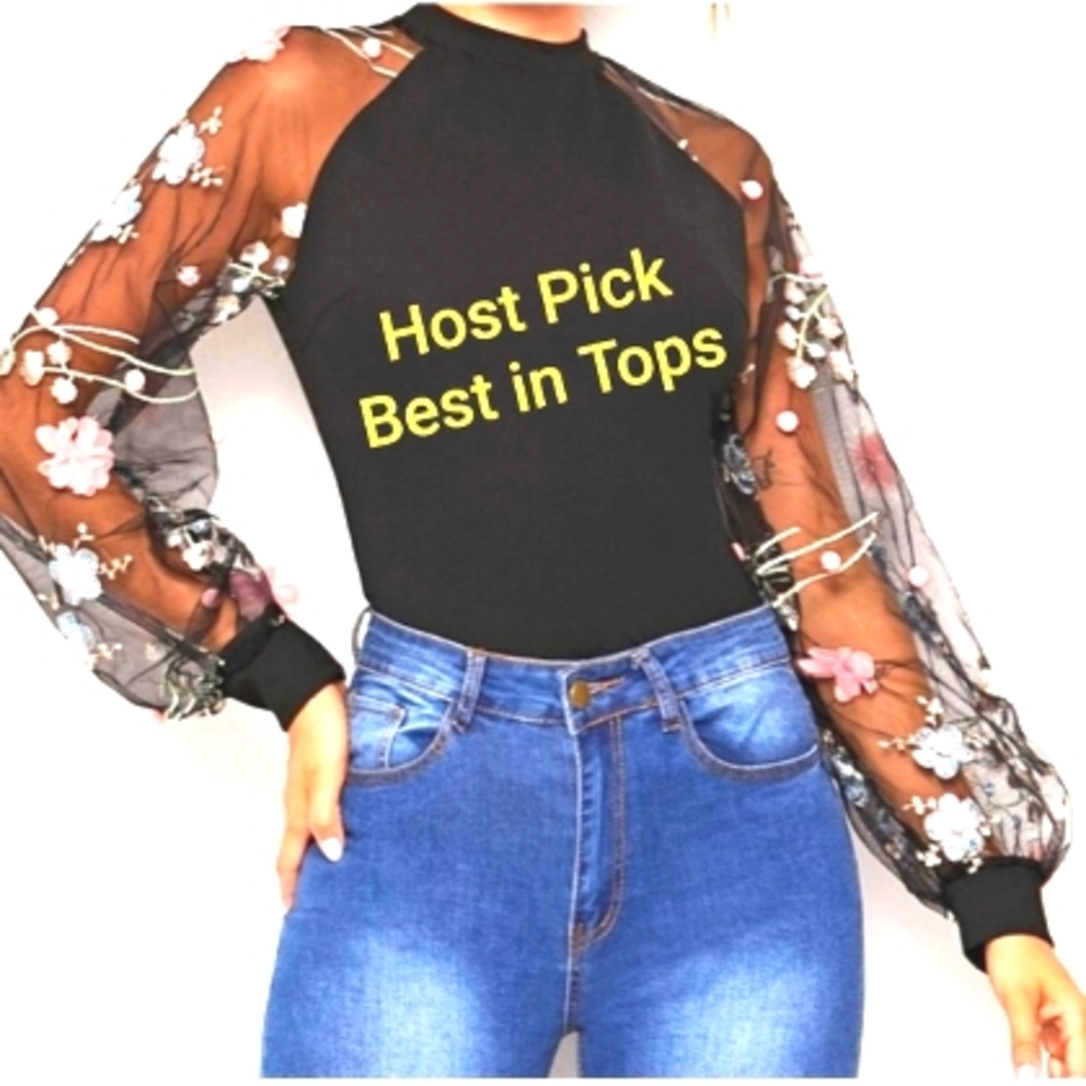 🌞Unique October Love Sheer Flower Sleeves Spring Top Sexy